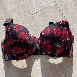 NWOT Nautica Bra Size 38DD Black with Red Flowers (never worn, brand new!!)